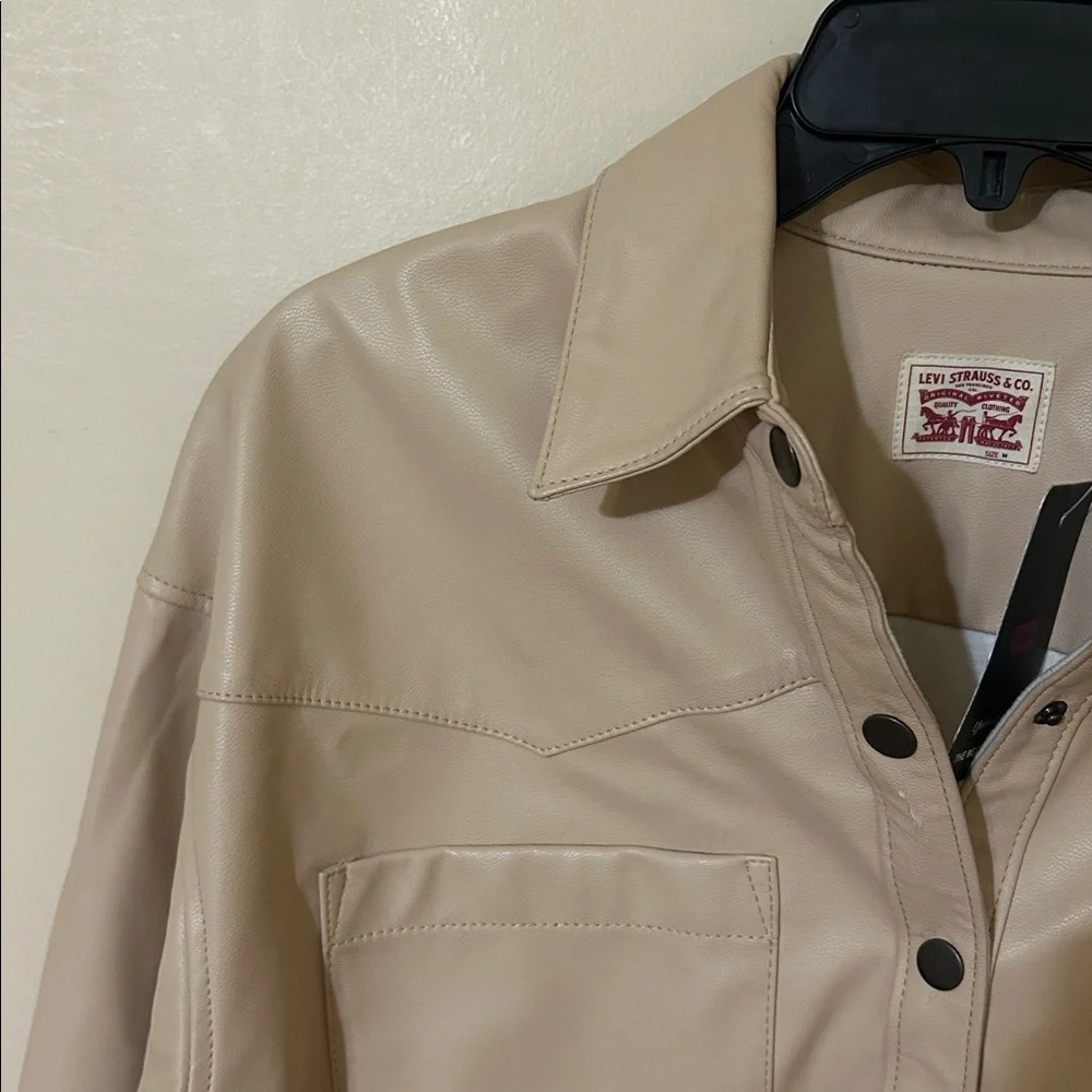 Levi's Beige Leather Button-Up Shirt NWT